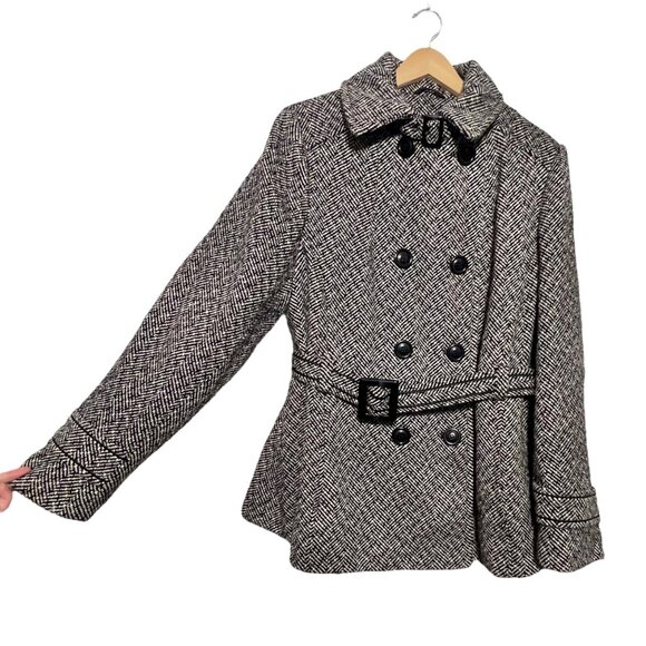 Giacca Herringbone Wool Overcoat Peacoat Polished Preppy Career Size 1X/ XL - Picture 3 of 13